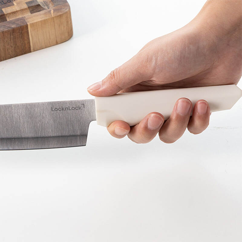 Bộ dao 5 món LocknLock gồm 4 dao, 1 khối đỡ dao dán tường bằng PP - Màu Ivory - CKK307S5, , large image number null